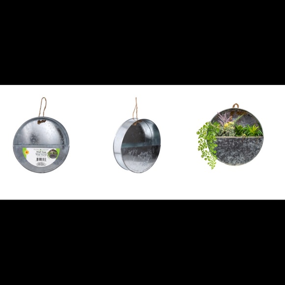 New Two Pack Floral DIY Garden Metal Hanging Wall Vases 8.5” - Picture 10 of 16